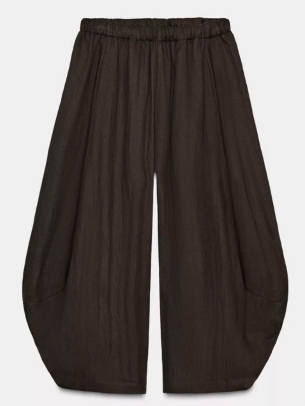 Zara ZW Collection Brown Textured Volume Balloon Pants Elastic Waist Small